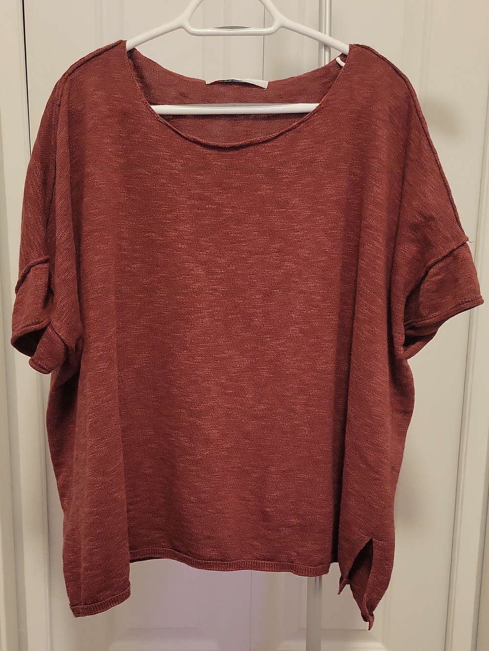 Free People Beach Boxy Short-Sleeve Sweater Tee in Brick